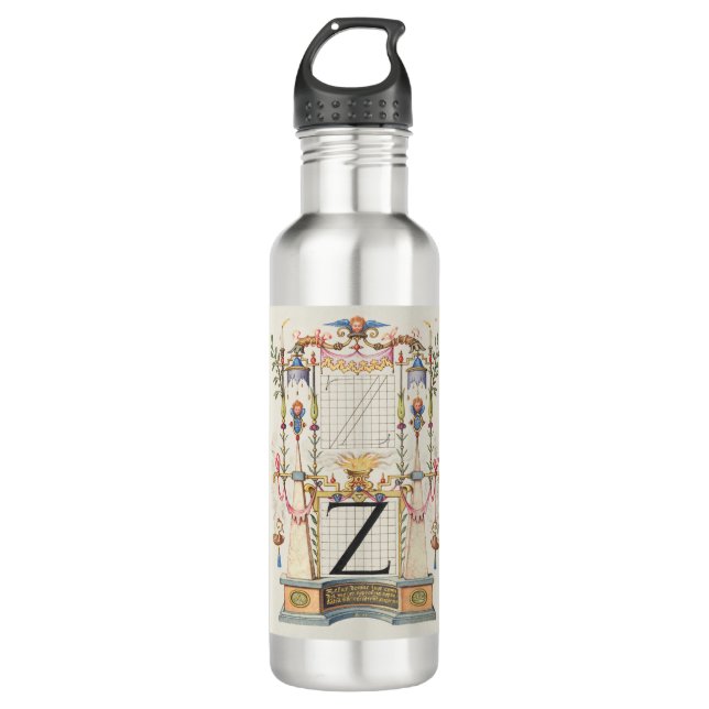 BOTELLA DE AGUA ANTIGÜEDAD DE CALIGRAFÍA ALPHABET Z (Anverso)