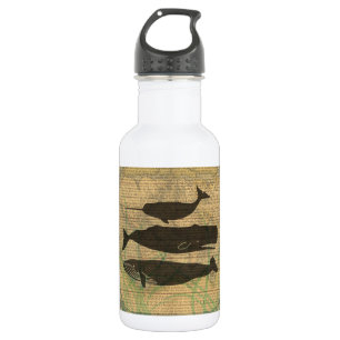 Botella De Agua Antiguo Ballena Náutico Vintage Océano Vida Marin