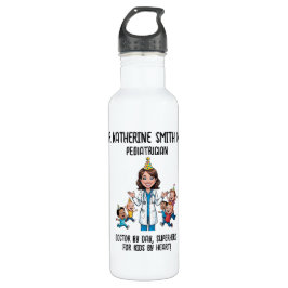 Botella De Agua antistress pediatrician medical doctor fun pink