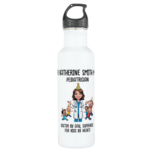 Botella De Agua antistress pediatrician medical doctor fun pink (Anverso)