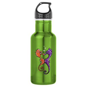Botella De Agua Apagado-Correo Art™ del beso del Seahorse