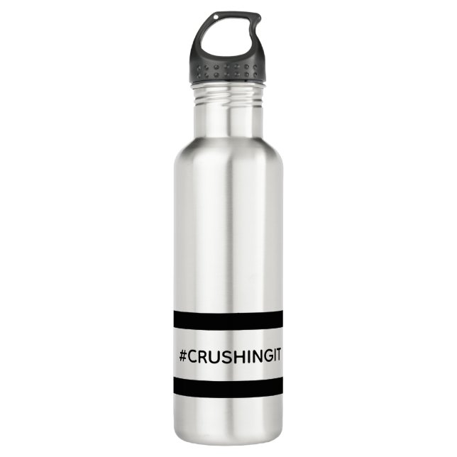 Botella De Agua Aplastándolo con una mujer motivadora de diversión (Anverso)