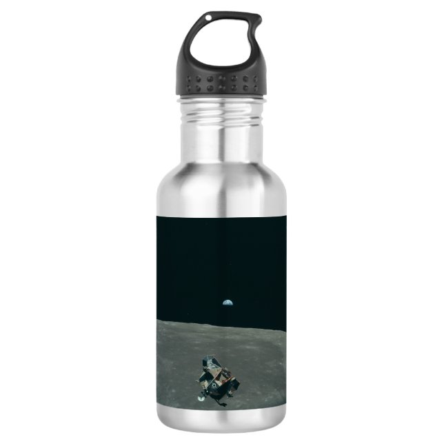 Botella De Agua Apollo Lunar Lander y Earrise Over Moon (Anverso)