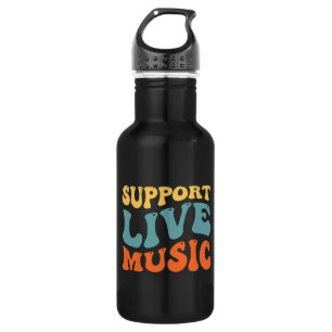 Botella De Agua Apoyar la música en vivo - Mercadería de tipografí