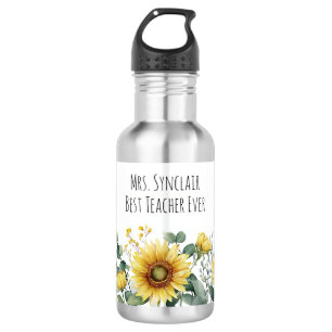 Botella De Agua Apreciación personalizada del profesor de girasole