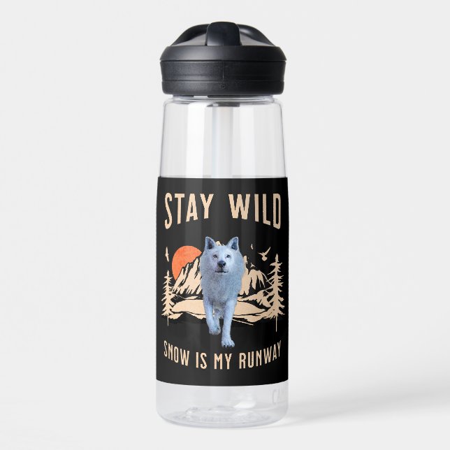 Botella De Agua Après Ski Snow Runway Wolf Art (Delante)
