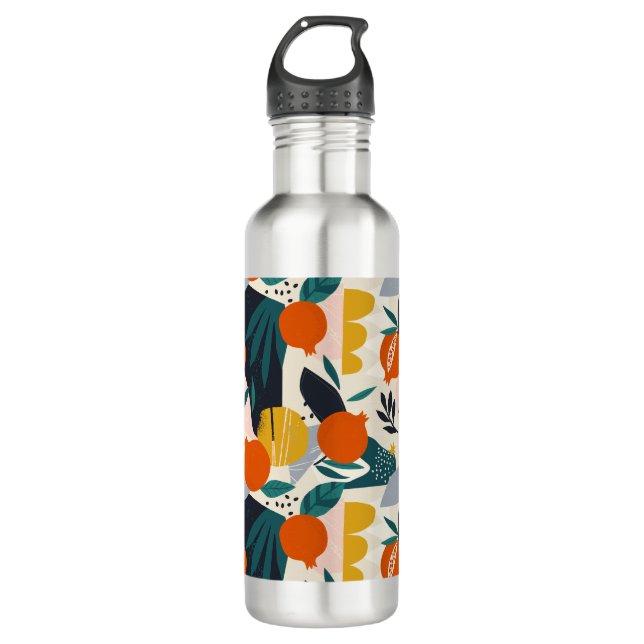 Botella De Agua Apricot y hojas de moda moderno en Moda preppy (Anverso)