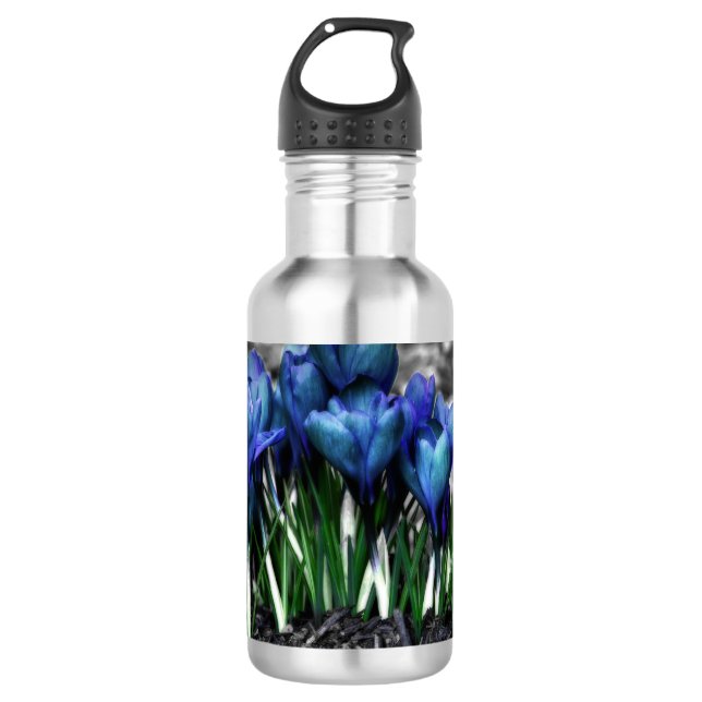 Botella De Agua Aqua Blue Crocus Blooms (Anverso)