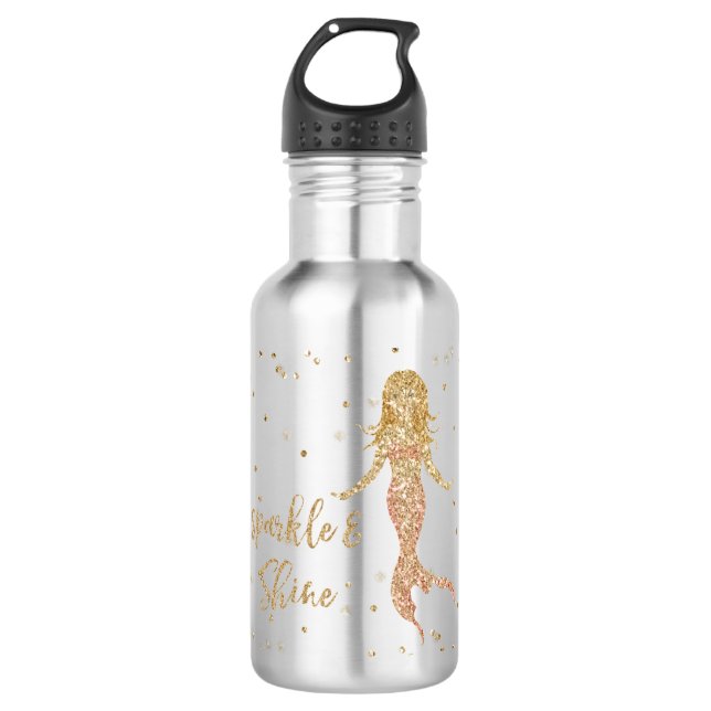 Botella De Agua Aqua Gold Mermaid Sparkle Purpurina Confetti       (Anverso)