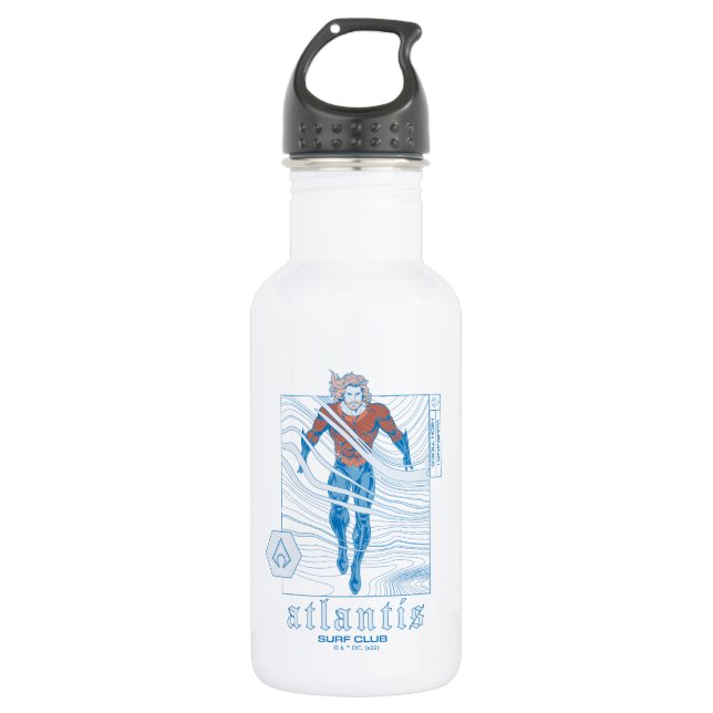 Botella De Agua Aquaman - Atlantis Surf Club (Anverso)