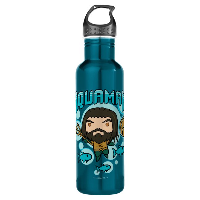Botella De Agua Aquaman | Chibi Aquaman Undersea Graphic (Anverso)