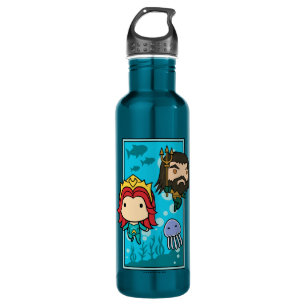 Botella De Agua Aquaman   Chibi Mera & Aquaman Undersea Graphic