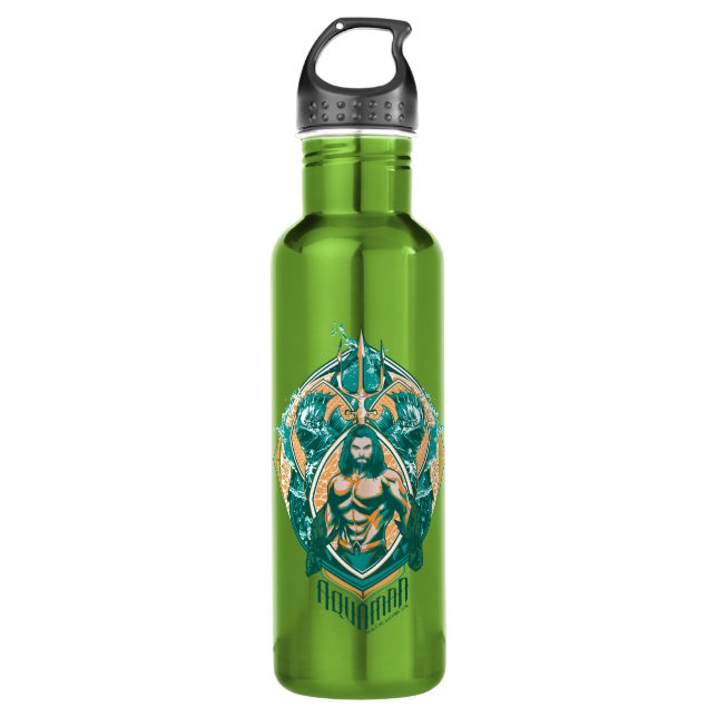 Botella De Agua Aquaman | Gráfico de Aquaman y Trenchers (Anverso)