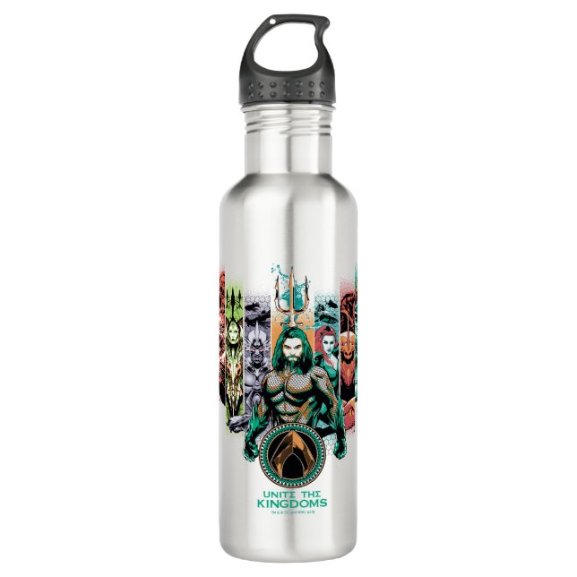 Botella De Agua Aquaman | Gráfico "Unite The Kingdoms" Atlanteans (Anverso)