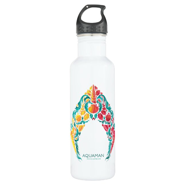 Botella De Agua Aquaman | Logo De Aquaman Y Mera (Anverso)