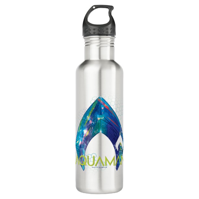Botella De Agua Aquaman | Logotipo de Aquaman Refractado (Anverso)