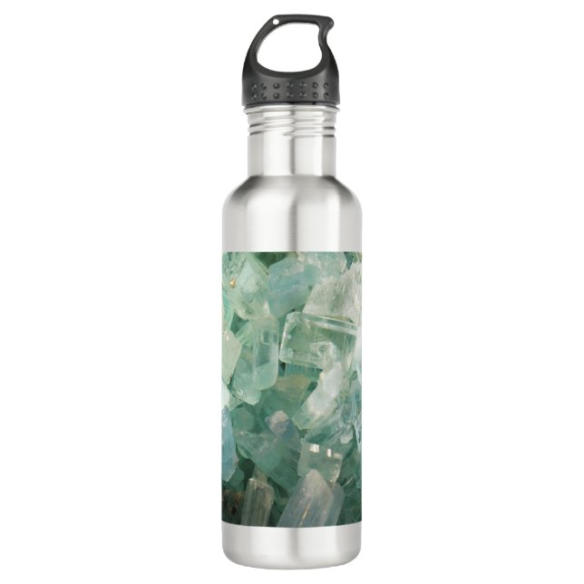 Botella De Agua Aquamarine March Birthstone Blue Green Crystals (Anverso)