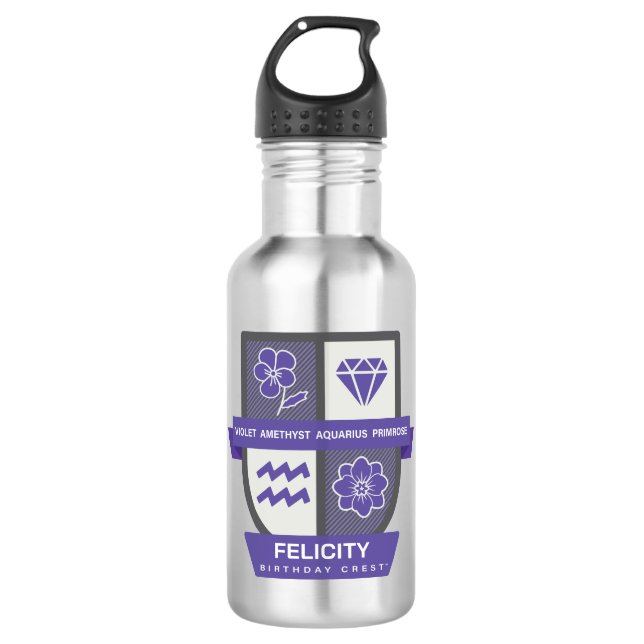 Botella De Agua Aquarius Birthday Crest™ for February 1-18 (Anverso)