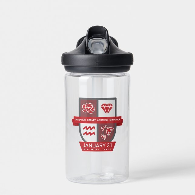 Botella De Agua Aquarius Birthday Crest™ January 20-31 (Delante)