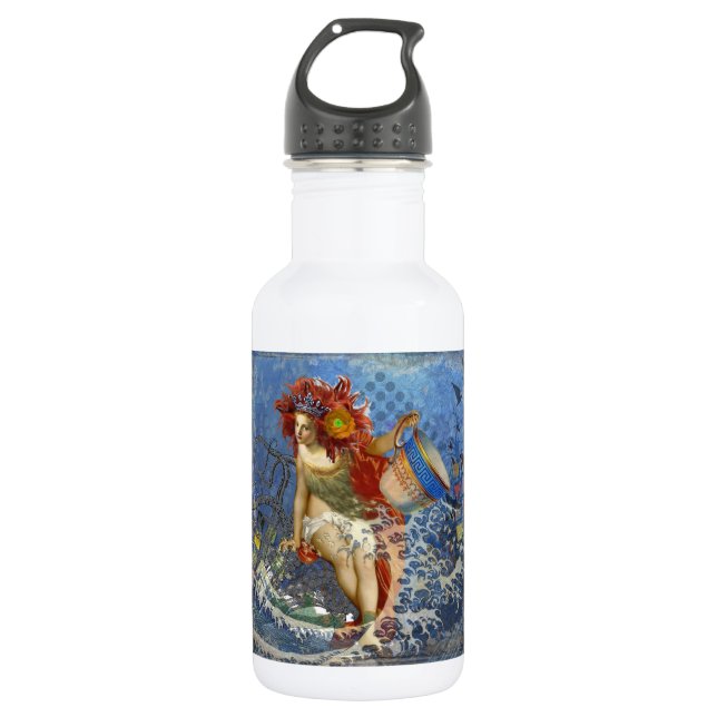 Botella De Agua Aquarius Mermaid Arte Gótico Azul (Anverso)