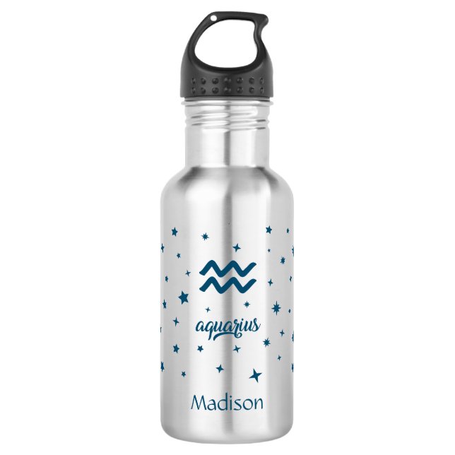 Botella De Agua Aquarius Rótulo Zodiac Astrología Cumpleaños (Anverso)