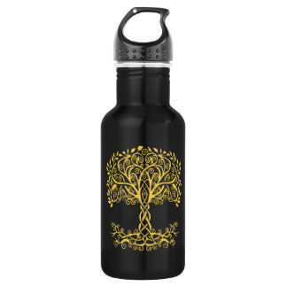 Botella De Agua Árbol Celta Amarillo De La Vida