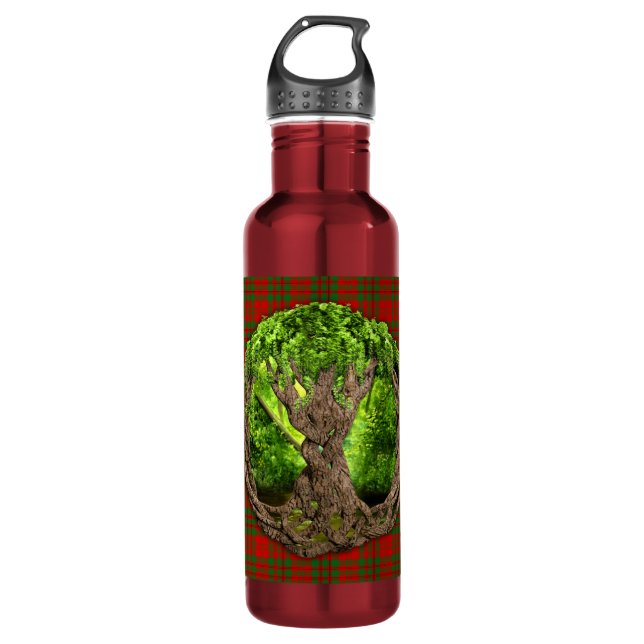 Botella De Agua Árbol céltico del tartán de Livingstone del clan (Anverso)