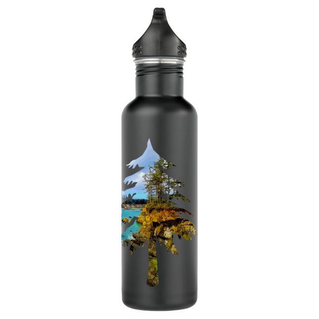 Botella De Agua Árbol costero de Oregón personalizado (Derecha)