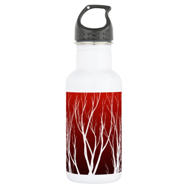 Botella De Agua Árbol de la vida: árboles blancos en el arte rojo (Anverso)