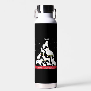Botella De Agua Árbol de Navidad bulldog