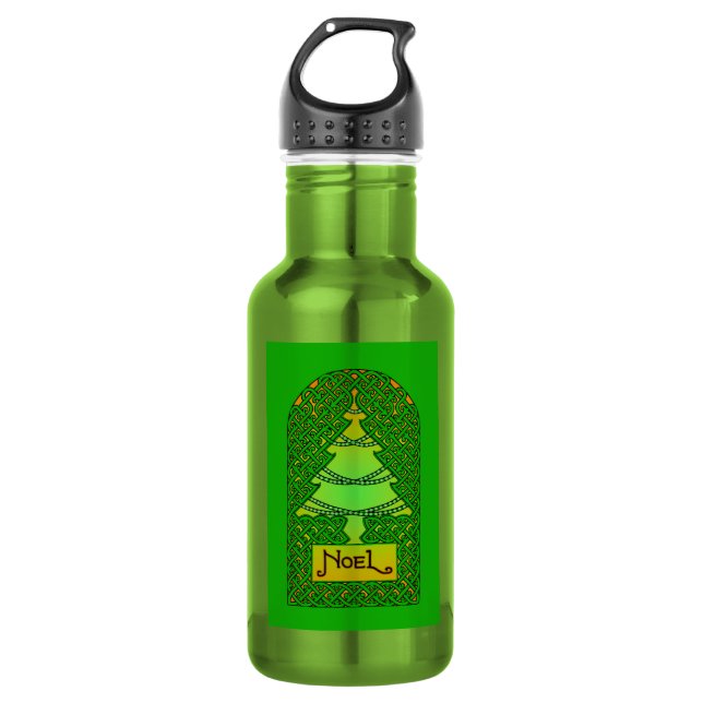 Botella De Agua Árbol de Navidad Celta - Verde (Anverso)