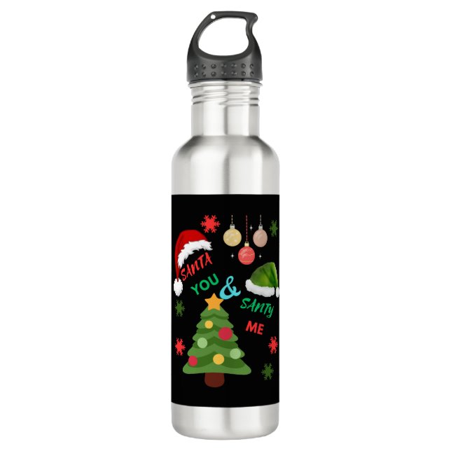 Botella De Agua Árbol de Navidad con sombrero de Santa (Anverso)