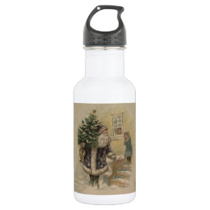 Botella De Agua Árbol de navidad de nieve de Santa Rosa