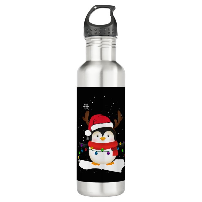 Botella De Agua Árbol de Navidad de renos pingüinos navidades (Anverso)
