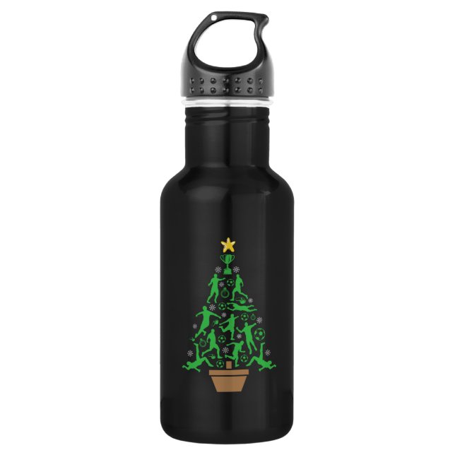 Botella De Agua Árbol de navidad del fútbol masculino (Anverso)