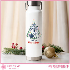 Botella De Agua Árbol de Navidad personalizable con versículo bíbl