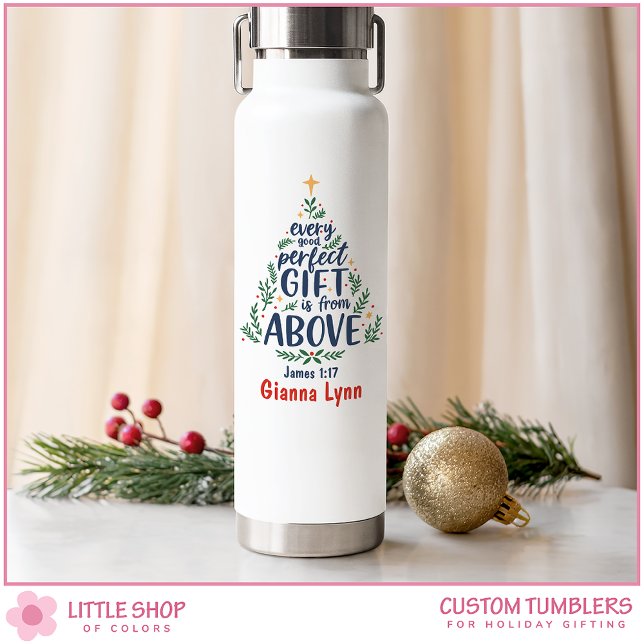 Botella De Agua Árbol de Navidad personalizable con versículo bíbl (Subido por el creador)