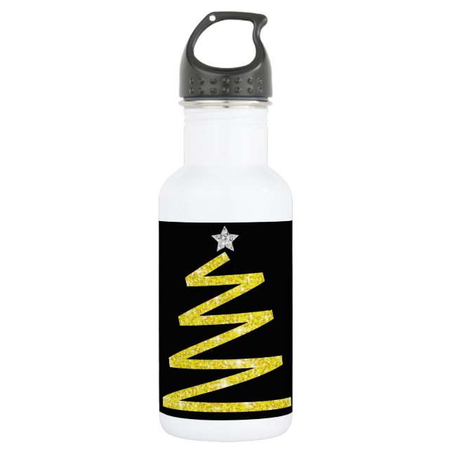 Botella De Agua árbol de Navidad purpurina (Anverso)