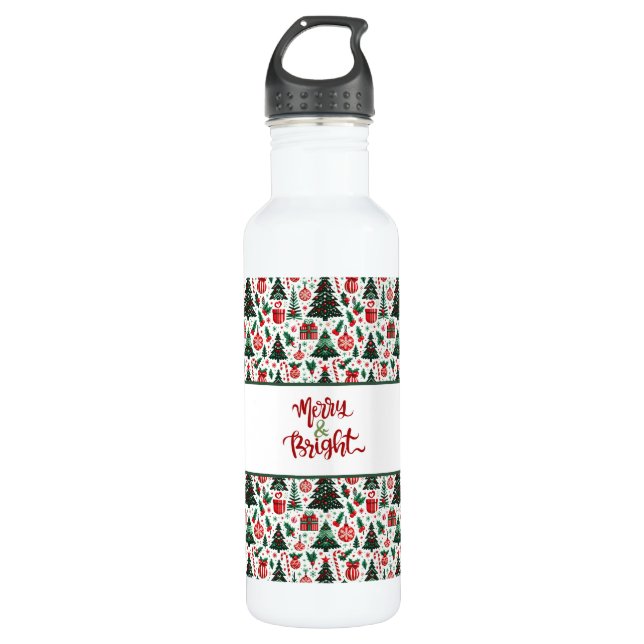 Botella De Agua Árbol de Navidad, regalos, caramelos (Anverso)