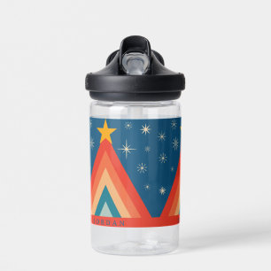 Botella De Agua Árbol de Navidad Retro Groovy Minimalista Rojo y A