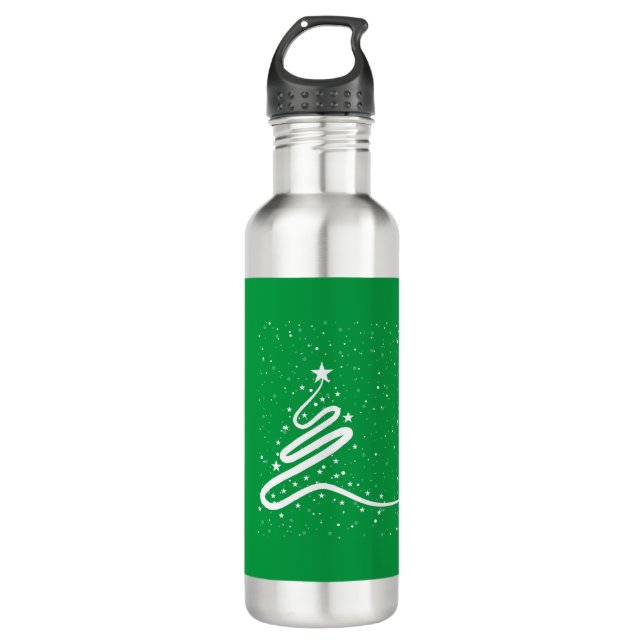 Botella De Agua Árbol de Navidad y Nieve (Anverso)