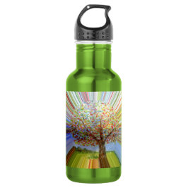 Botella De Agua Árbol de otoño a rayas de arcoíris colorido