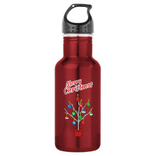 Botella De Agua Árbol de sucursal desnudo de los navidades - Feliz