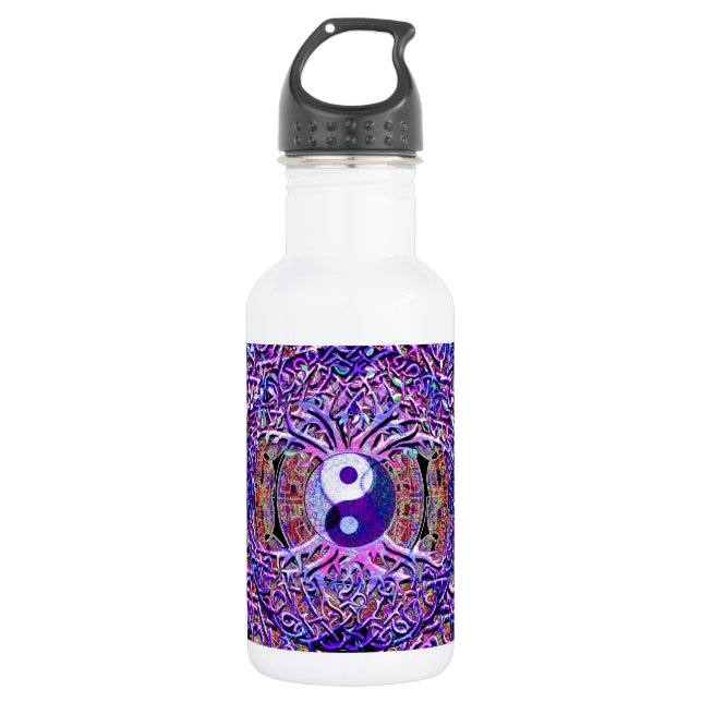 Botella De Agua Árbol de Yin Yang de la vida (Anverso)