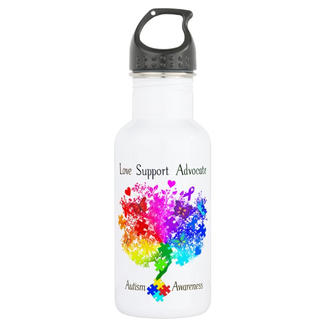 Botella De Agua Árbol del espectro autista (Anverso)