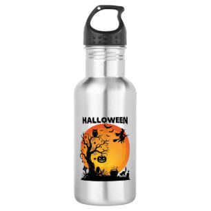 Botella De Agua Árbol espeluznante de Halloween Bruja voladora Lun