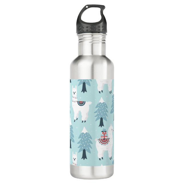 Botella De Agua Árboles de Navidad y Llamas (Anverso)