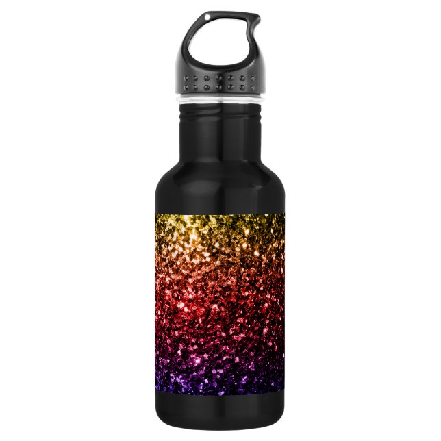 Botella De Agua Arcoíris amarillo rojo púrpura brillo falso destel (Anverso)