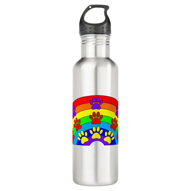 Botella De Agua Arcoiris con pinturas de perros (Anverso)