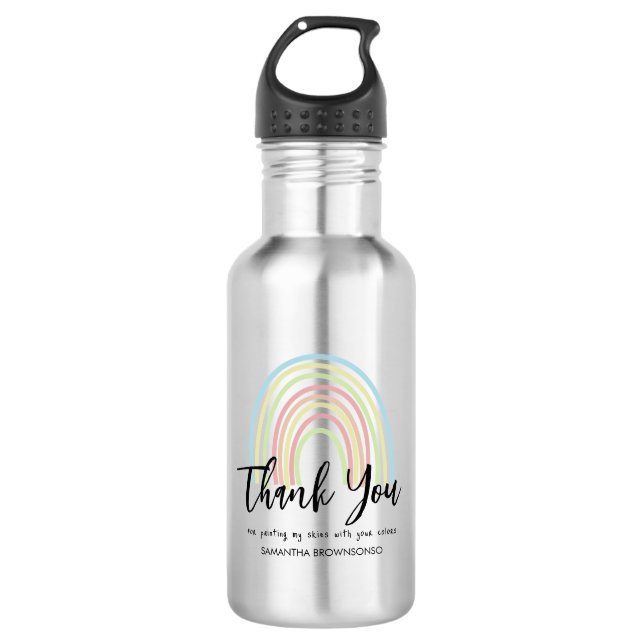 Botella De Agua Arcoíris de agradecimiento a maestros (Anverso)